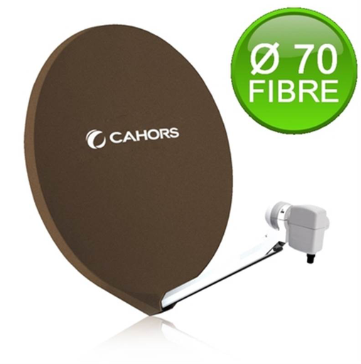 [VISSMC70BCPUNI] PARABOLE Ø 70 CM FIBRE BRUNE, arrière COMPO + LNB CAHORS