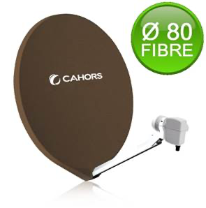 [VISSMC80BUNI] PARABOLE Ø 80 CM FIBRE BRUNE, arrière METAL, + LNB CAHORS