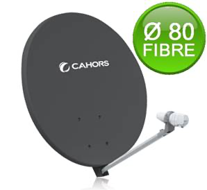 [VISSMC80GUNI] PARABOLE Ø 80 CM FIBRE GRISE, arrière METAL, + LNB CAHORS