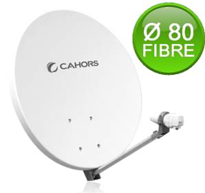 [VISSMC80UNI] PARABOLE Ø 80 CM FIBRE BLANCHE , arrière METAL, + LNB CAHORS