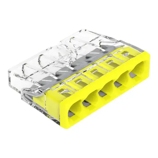 [WAG2273-205] BORNE 5 x 0,5 à 2,5 mm² TRANSPARENTE JAUNE WAGO