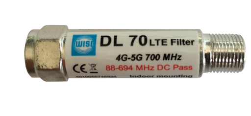 [WISDL70] FILTRE LTE 700 4G/5G C.21-48, DC PASS 500 mA, INTERIEUR (baton) WISI