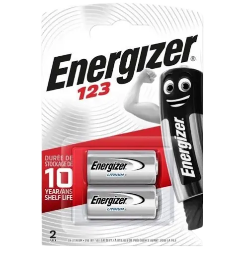 [DCR123ENR] LOT DE 2 PILES LITHIUM CR123 ENERGIZER