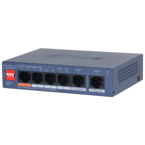 [DCS4006-4ET-60] SWITCH 4 PORTS POE 48V 10/100Mbps MANAGEABLE Long distance 250M DAHUA